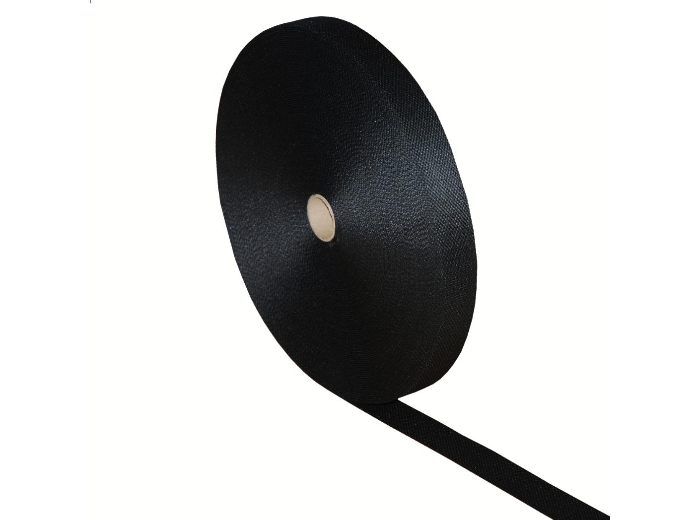 Tekst. Polyestervyö, Musta, 50 m/rll Tekst. Polyestervyö, Musta, 50 m/rll